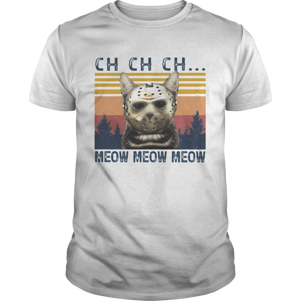 Jason Voorhees Cat Meow Horror Graphic T-Shirt